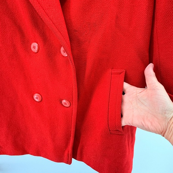 Vintage Pendleton Wool Womens Red Double Breasted Coat Jacket Sz ? Preppy *read* - Picture 5 of 16